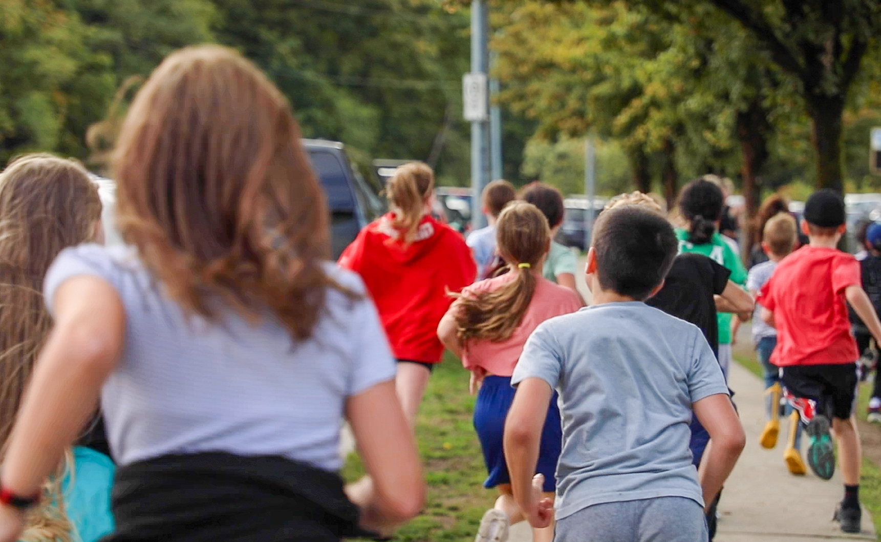 Students at Kanaka Creek Elementary participate in the Terry Fox Run.